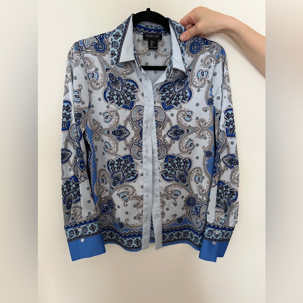 Rachel Zoe printed satin button down top